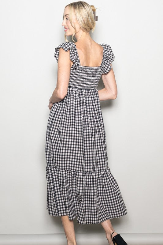 Martha Gingham Dress - Black