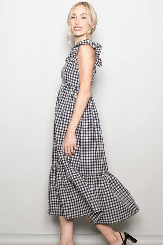 Martha Gingham Dress - Black