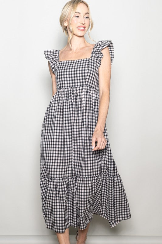 Martha Gingham Dress - Black