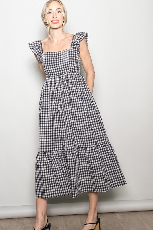 Martha Gingham Dress - Black