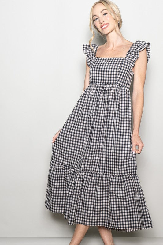 Martha Gingham Dress - Black