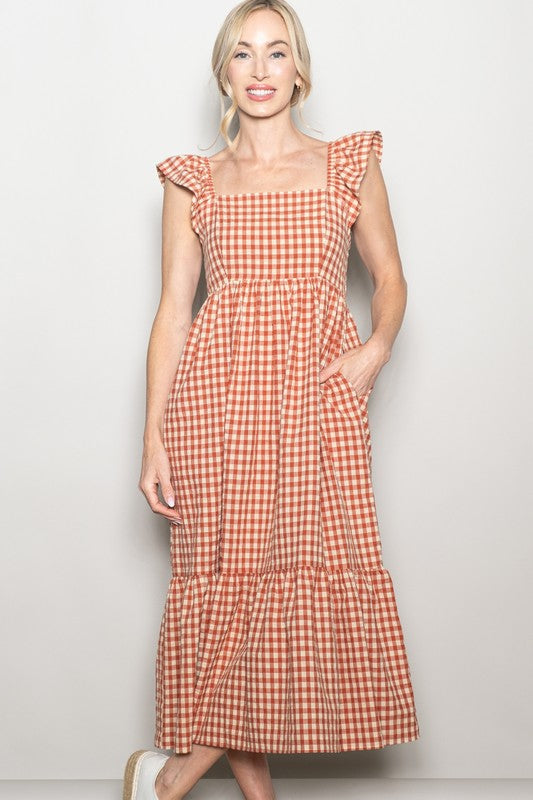 Martha Gingham Dress - Red