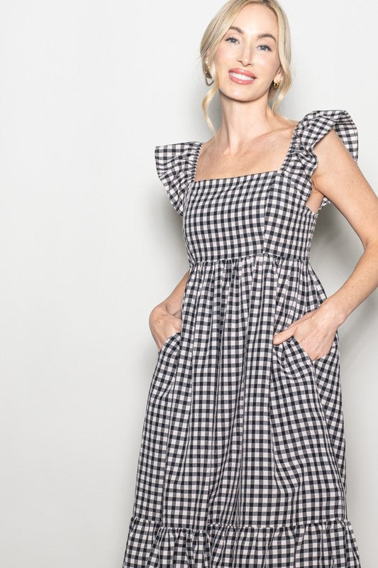 Martha Gingham Dress - Black