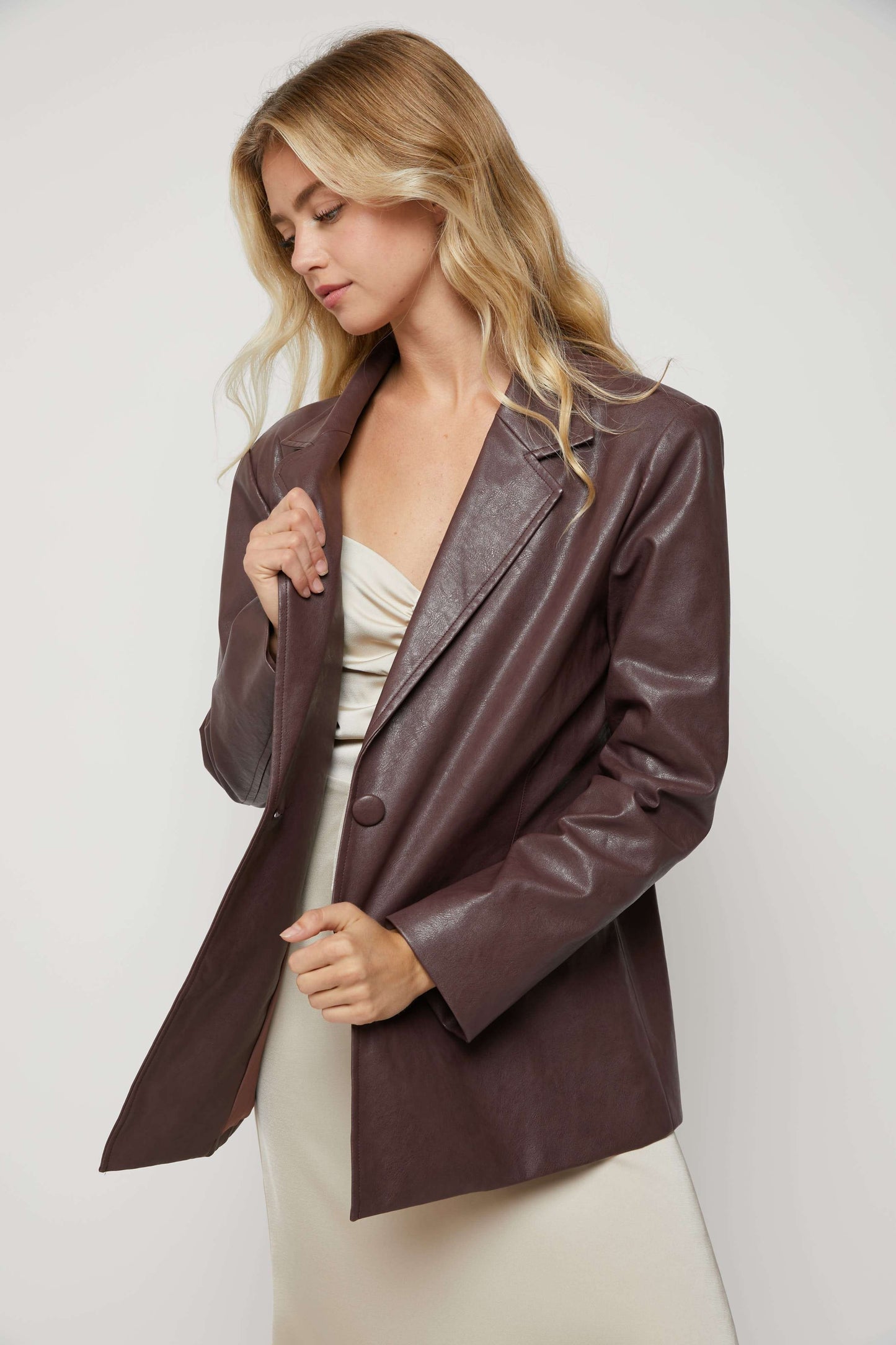 Pheobe Vegan Leather Blazer